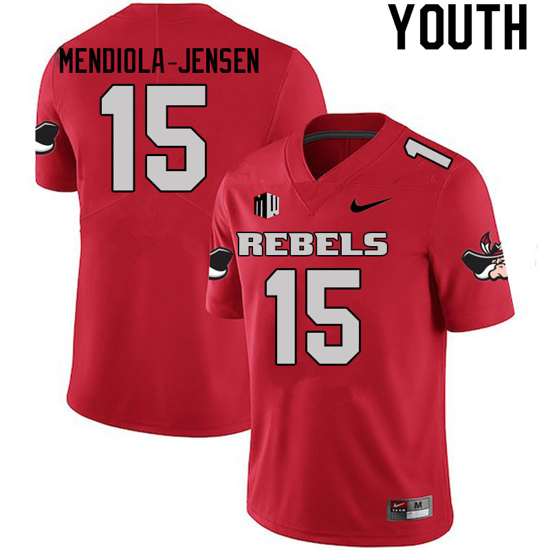 Youth #15 Kilinahe Mendiola-Jensen UNLV Rebels College Football Jerseys Sale-Scarlet